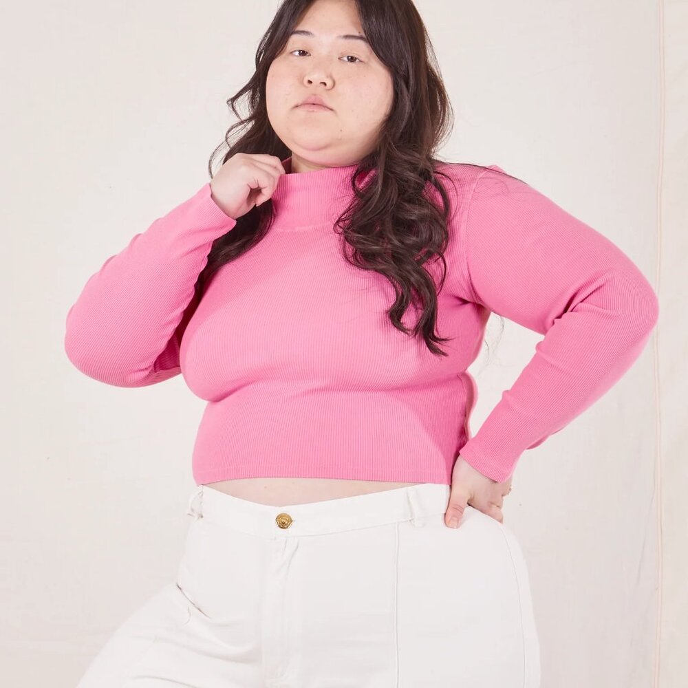 Big Bud Press Essential Turtleneck in Bubblegum Pink